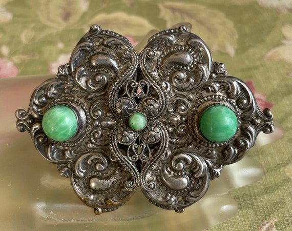 Art Nouveau Peking Glass Beaded Buckle - image 1