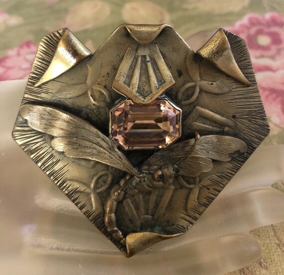 Egyptian Revival Citrine Dragonfly Brooch