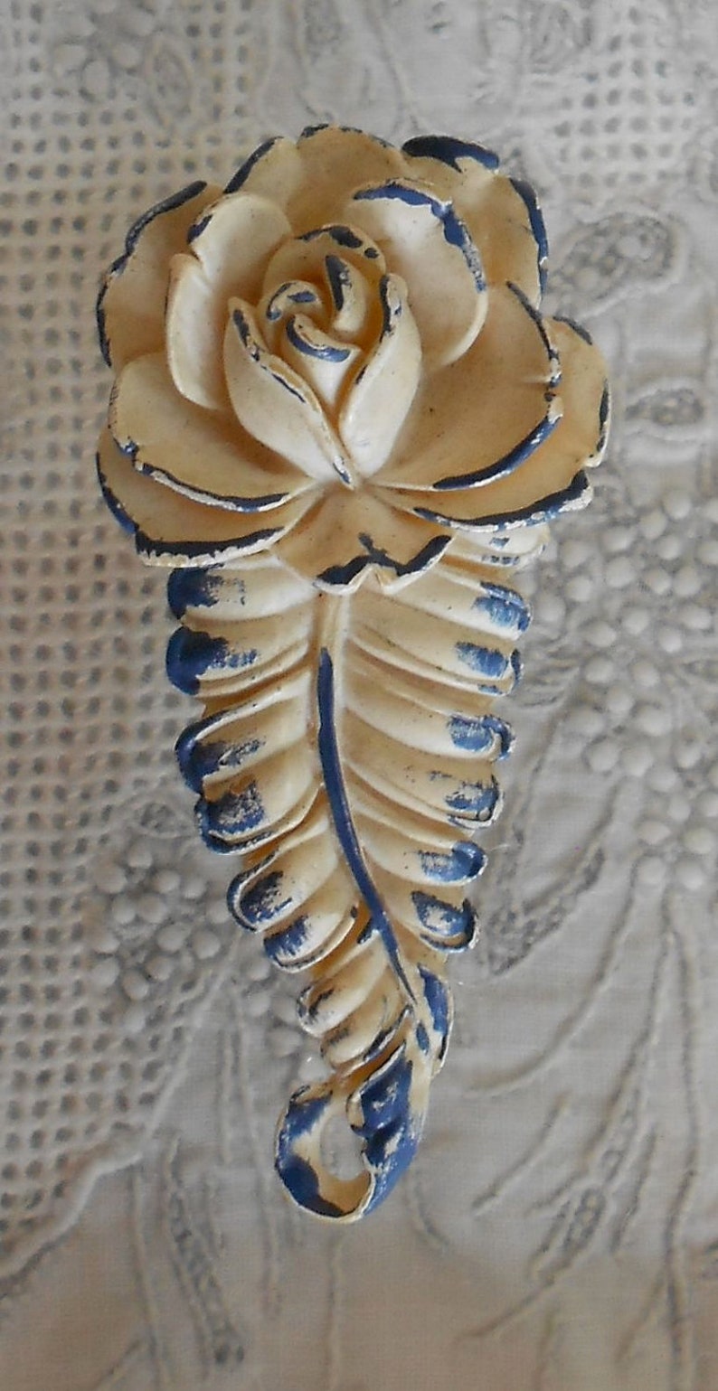 1930's Ivory Celluloid Rose Dress Clip image 1