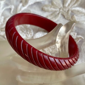 Vintage Red Carved Bakelite Bangle