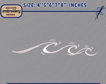 Embroidery Design File: Minimalist Waves Surf Embroidery, Ocean Lover Gift, Waves Surf Design, Minimalist Waves Surf Design, Minimalist Wave