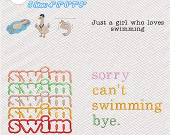 Embroidery Design File: Sorry Can't Swimming Bye Embroidery, Funny Swimming File, Girl Who Loves Swimming, Gift for Swimmers, Swimmer Gift.