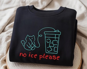 Embroidery Design File: Funny Cat Embroidery | No Ice Please Embroidery, Minimalist Humor Embroidery , Funny Cat Design, Funny Cat File.