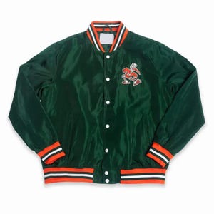 Miami Hurricane Satin Varsity Jacka – Unisex Oversized Jacka bild 3