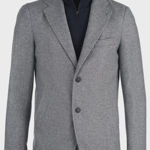 Men’s Grey Wool Blazer, Slim Fit Tailored Jacket, Winter Formal Coat, Men&#39;s Jacket, Smart Casual Outerwear