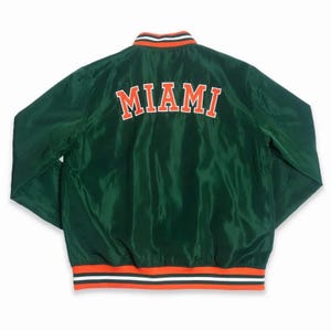 Miami Hurricane Satin Varsity Jacka – Unisex Oversized Jacka bild 4