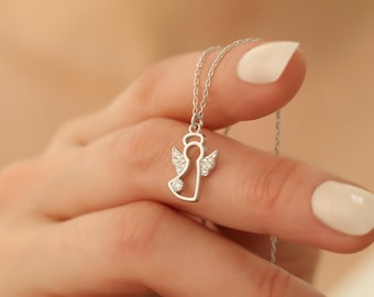 Minimal Angel Pendant, Gold Plated