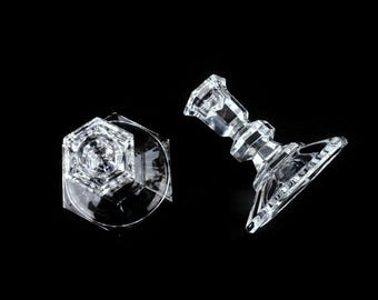 ヴィンテージ フレンチクリスタル キャンドルホルダー、ファセット六