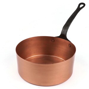 Vintage Copper Saucepan With Iron Handle, Hand Hammered Cooking Pot, French Kitchenware Decor, Rustic Copper Pan No Lining Display