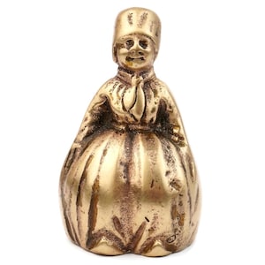 Vintage Solid Brass Bell, Lady Shape, Miniature Collectible, English Victorian Style, Figurative Brass Bell, Small Gift, Made In England