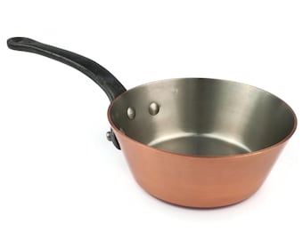 Vintage French Copper Saucepan, Small Copper Cooking Pot With Iron Handle, Heavy Gauge Kitchenware, Rustic Culinary Decor, Classic Cookware