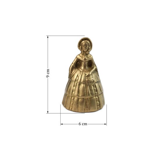 Figurine Cloche En Laiton Sculptée Main - Femme Vintage Style Art Déco - Inde Début 1900