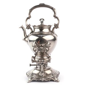 Antique Dutch Samovar Teapot, C Kurz And Co Spirit Kettle, Rococo Coffee Pot With Burner, Vintage Tea Set Decorative Piece