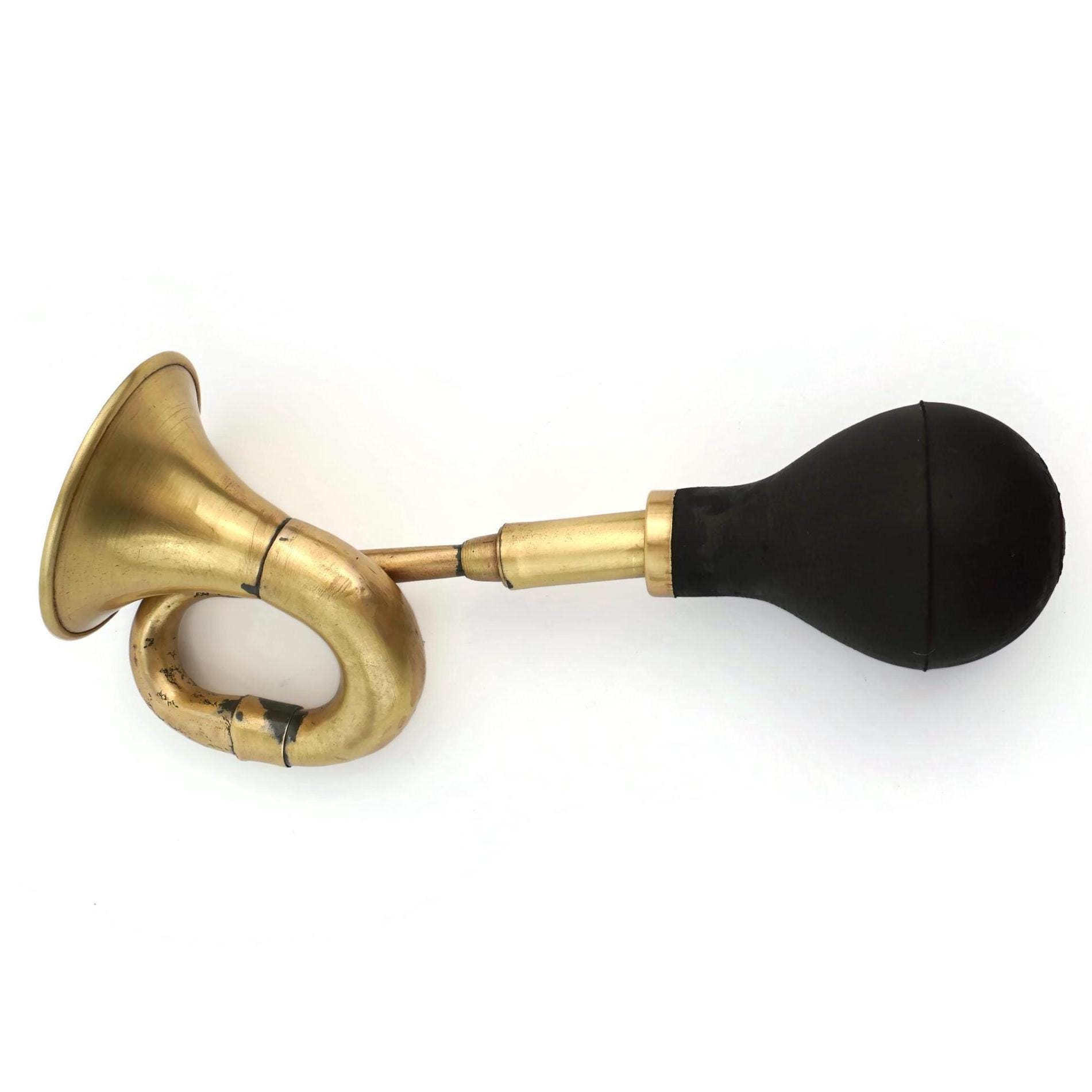 Vintage Bicycle Air Horn, Brass Bugle With Black Rubber Bulb, Road King…