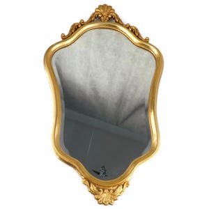 Vintage Rococo Style Wall Mirror, Gold Ornate Frame, Beveled Glass, French Style Accent Decor, Gilt Baroque Mirror, Hollywood Regency Style