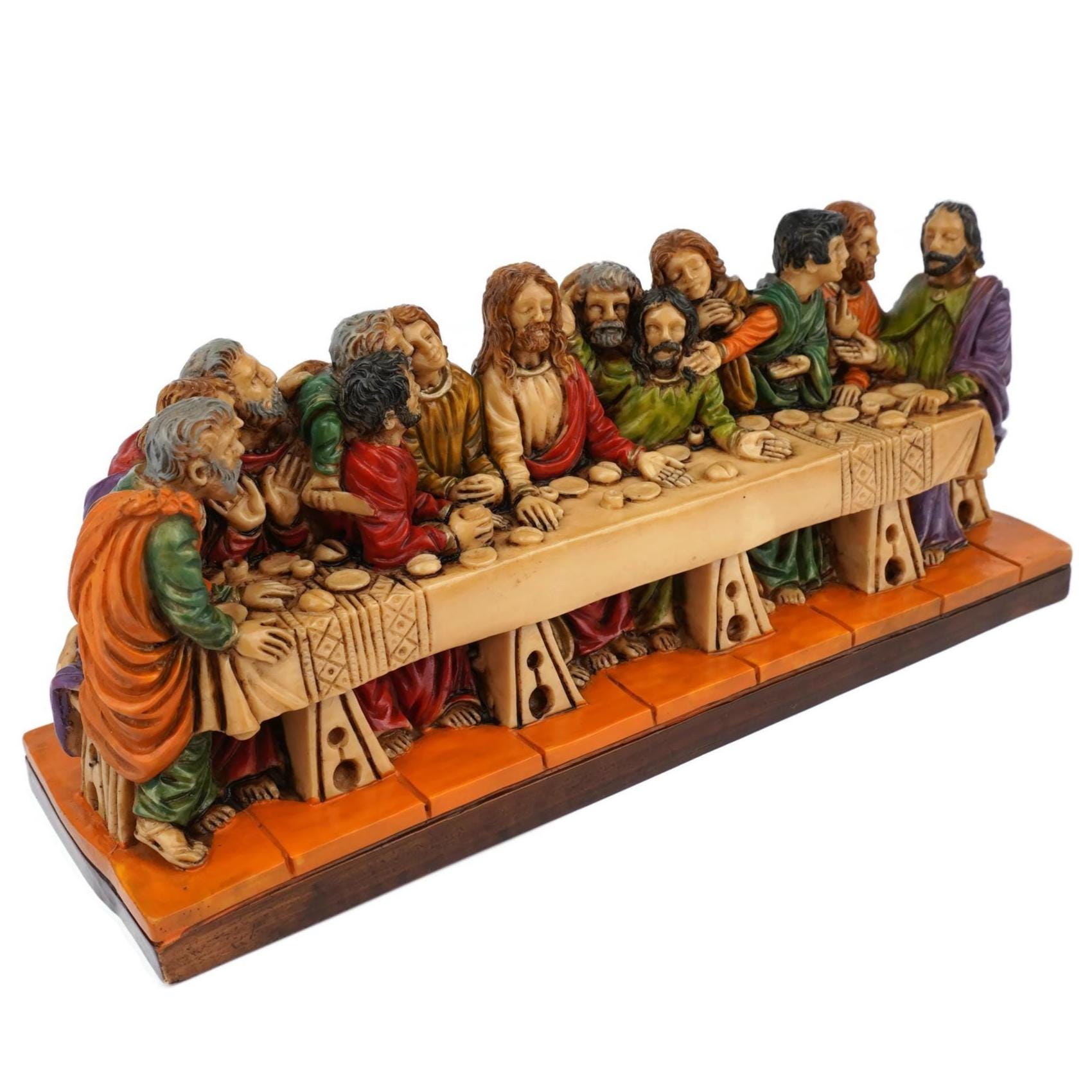 Vintage Last Supper Figurine, 1970s Italian Resin Sculpture, Polychrome Religious Art, Leonardo Da Vinci Inspired Statue, Sign A. Giannetti