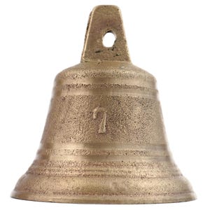 Vintage Bronze Hanging Bell, Small Numbered Bell No. 7, Rustic Cast Bronze, Matt Finish, Decorative Wall Bell, Antique Bell Chime