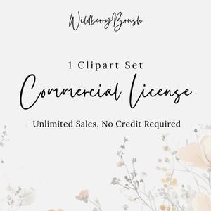 Commercial License 1 Clipart Set Png Unlimited Use No Credit, Digital License Sublimation Designs, Watercolor Clip Art Illustration