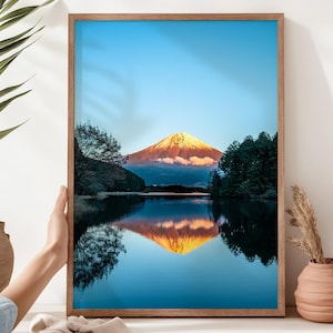 Mt Fuji Print, Mt Fuji Travel Poster, Wall Art, Japanese Art, Japan Photography, Japan Sunset, Portrait Landscape photo by James Emmett