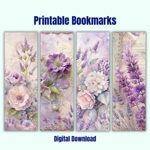Printable bookmarks floral,Printable Bookmarks,Printable Bookmarks Set of 4, Gift for Book Lover,Instant Download,Flower Bookmarks. 2x6&quot;