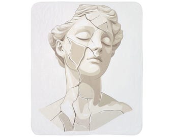 Manta Sherpa con estatua agrietada: una elegante manta para amantes del arte