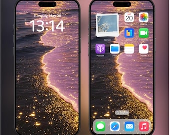 Fondo de pantalla en vivo para teléfono con ondas doradas y rosas de Feng Shui y energía natural V1 / MP4 y JPG / Tema de naturaleza / Descarga instantánea/