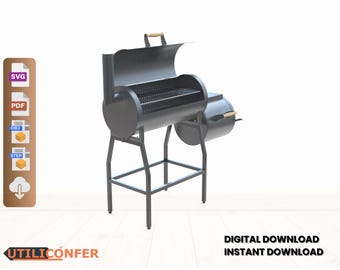 Ahumador de acero resistente para barbacoa - Parrilla profesional descentrada