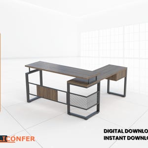 Industriell modell av skrivbord - 3D-modell, Pdf, Obj Step.