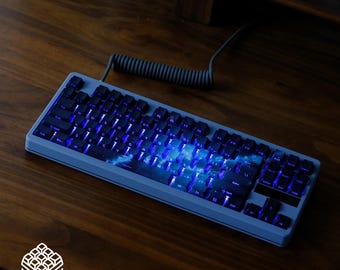 Celestial Drift Keycaps: 135-Key Cherry Profile PBT Double-Shot Side-Print Shine-Through Mechanical Keyboard Set
