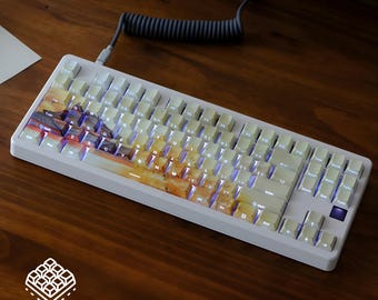 Ancient Temple Keycaps: 135-Key Cherry Profile PBT Double-Shot Side-Printed Shine-Through Set