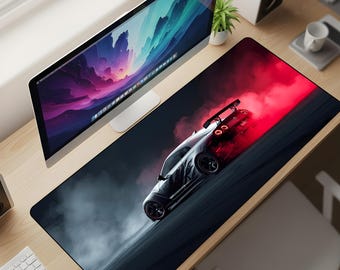 Crimson Drift Overdrive Desk Mat XL – Midnight Racing Mouse Pad, JDM Aesthetic Turbo Extended Deskpad