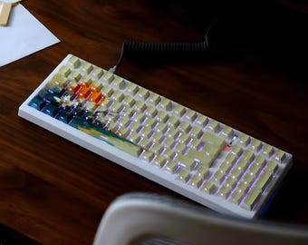 Coral Mist Keycaps: 135-Key Cherry Profile PBT Double-Shot Side-Print Shine-Through Mechanical Keyboard Set