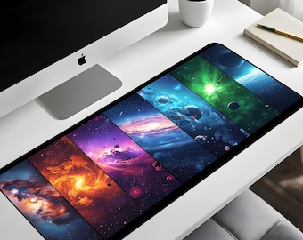 Cosmic Galaxy Panels Desk Mat XL – Space Art Gaming Mouse Pad, Nebula Universe Extended Deskpad