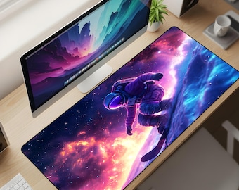 Galaxy Astronaut Desk Mat XL – Cosmic Space Gaming Mouse Pad, 3mm Thick Non-Slip Extended Deskpad