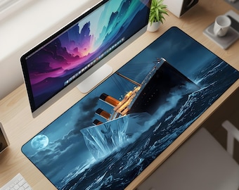 Titanic Iceberg Desk Mat XL – Ocean Night Ship Gaming Mouse Pad, Dark Sea Extended Deskpad