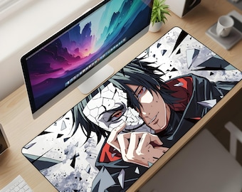 Shattered Mask Anime Desk Mat XL – Dark Manga Character Mouse Pad, Aesthetic Anime Extended Deskpad