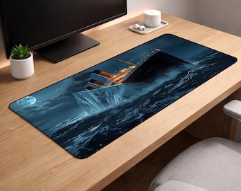 Titanic Iceberg Desk Mat XL – Ocean Night Ship Gaming Mouse Pad, Dark Sea Extended Deskpad
