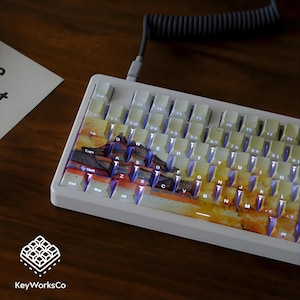 Ancient Temple Keycaps: 135-Key Cherry Profile PBT Double-Shot Side-Printed Shine-Through Set