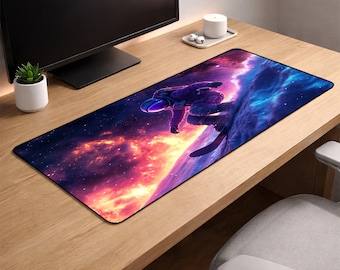 Galaxy Astronaut Desk Mat XL – Cosmic Space Gaming Mouse Pad, 3mm Thick Non-Slip Extended Deskpad