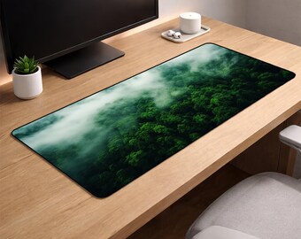 Misty Forest Desk Mat XL – Nature Aerial Mouse Pad, 3mm Thick Non-Slip Extended Gaming Deskpad