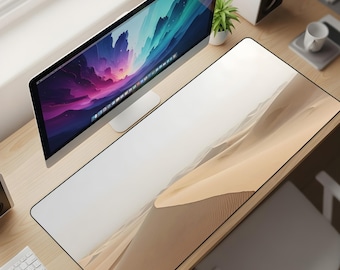 Sahara Silk Dune Desk Mat XL – Minimalist Desert Landscape Mouse Pad, Sand Drift Aesthetic Extended Deskpad