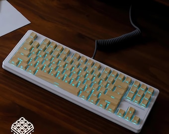 White Log Theme Keycaps: 135-Key Cherry Profile PBT Double-Shot Side-Print Shine-Through Mechanical Keyboard Set