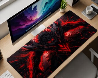 Shadow Fiend Awakening Desk Mat XL – Dark Anime Demon Mouse Pad, Infernal Red & Black Extended Deskpad