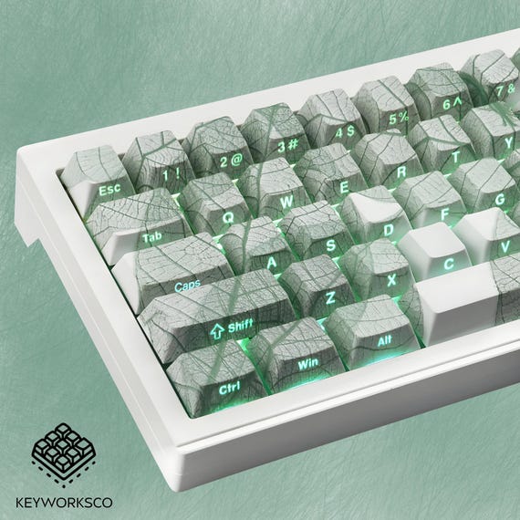 Light Green Leaf Keycap Set: PBT Cherry Profile, 136 Keys