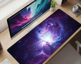 Cosmic Nebula Desk Mat XL – Deep Space Galaxy Mouse Pad, Purple Stardust Extended Deskpad