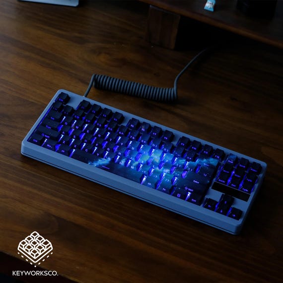 Celestial Drift Keycaps: 135-Key Cherry Profile PBT Double-Shot Side-Print Shine-Through Mechanical Keyboard Set