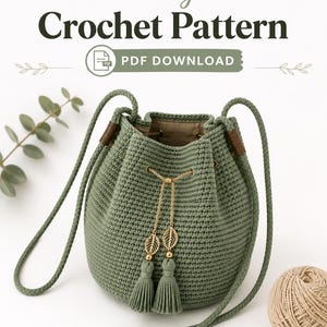 Crochet Bucket Bag Pattern | Boho Drawstring Purse Tutorial | Beginner Friendly (PDF Download)
