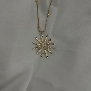 Gold Sun Pendant Necklace – Spiral Sun Charm Jewelry, Celestial Necklace, Boho Layering Necklace, Gift for Her