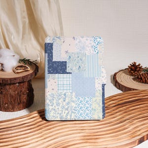 Vintage Blue Patchwork Kindle Case, Kobo Cover, Kindle 2019/2022, Kindle 10th 11th Case, Kindle Paperwhite 2021 Case With Auto Wake/Sleep