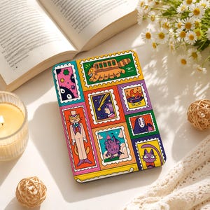 Personalized Colorful Framed Cat Patchwork Kindle Case, Kindle Paperwhite 10th 6", Kindle Paperwhite 12th 7", Auto Wake/Sleep, Literary Gift